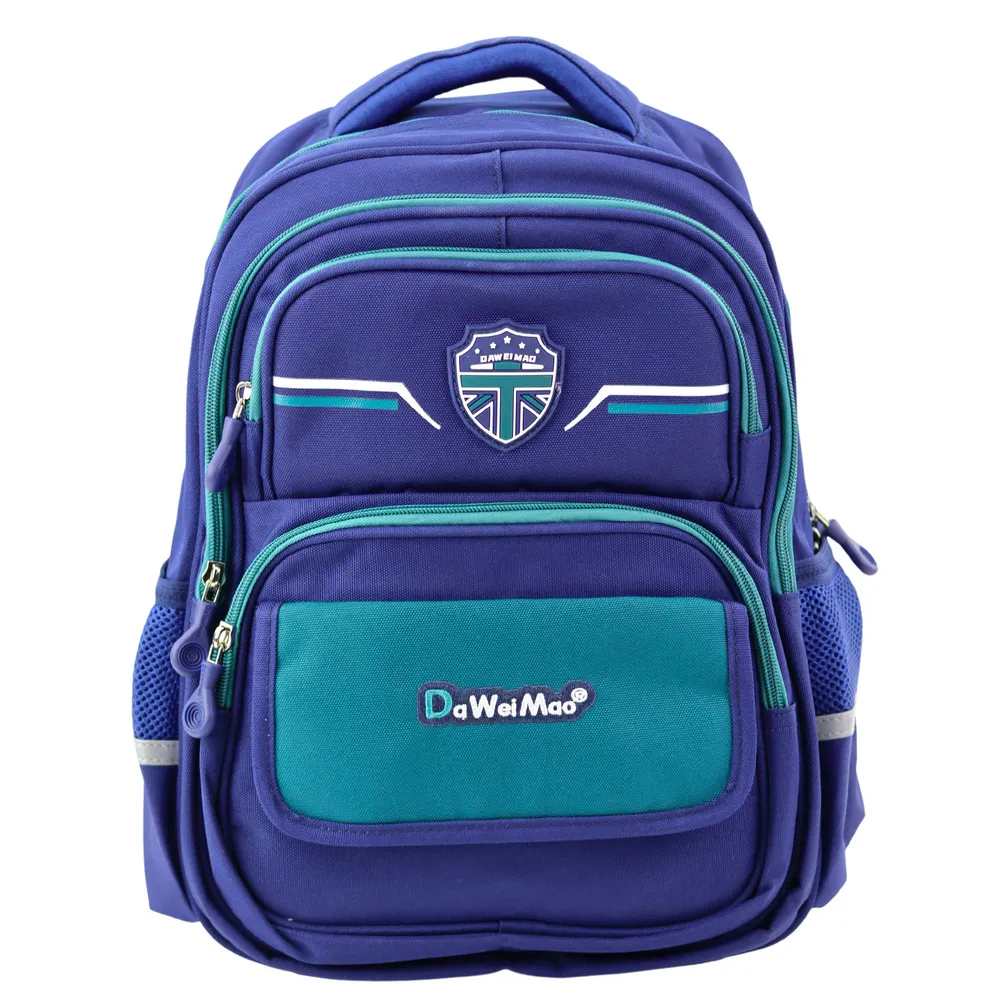 Granatowo-zielono plecak szkolny dziecięcy z pasem piersiowym, 20 litrów