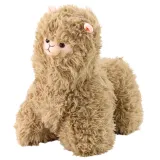 Beżowa pluszowa maskotka lama o wymiarach 40 x 40 cm na tle dziecięcego pokoju