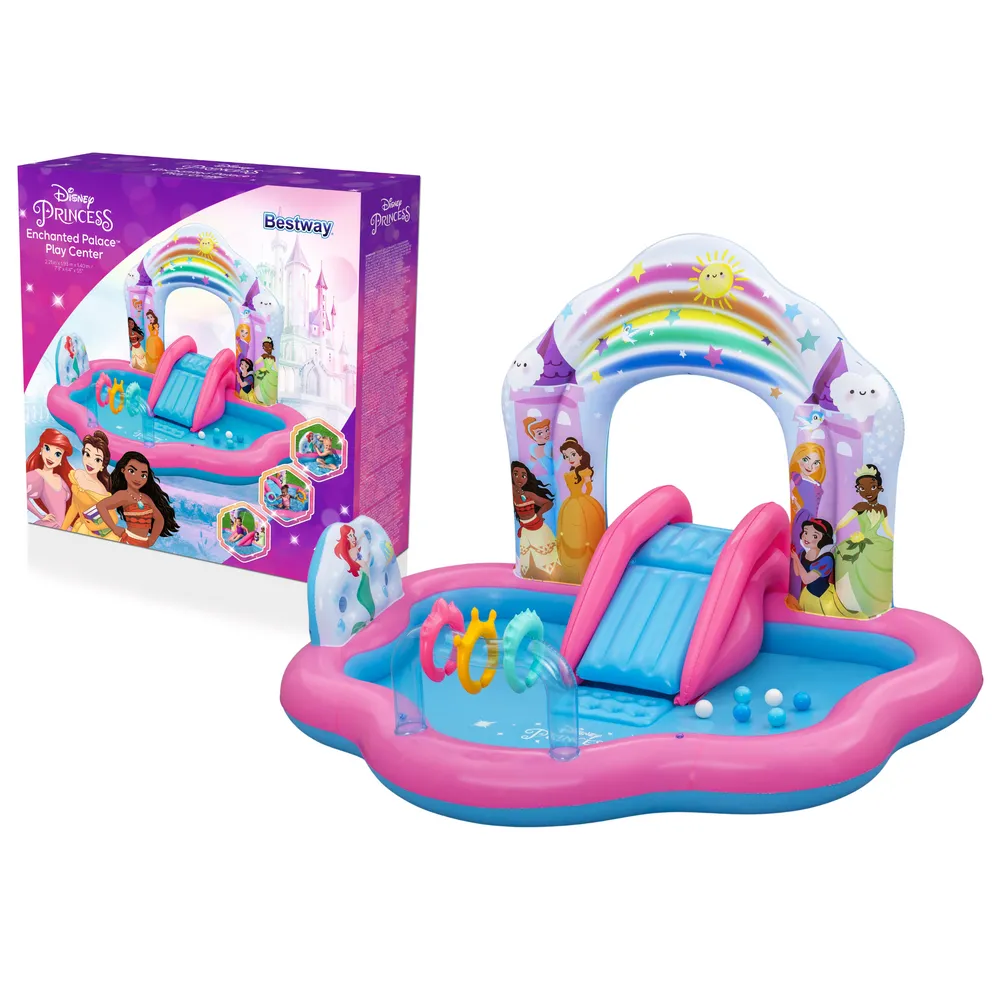 Dmuchany plac zabaw Disney Bestway z kolorową zjeżdżalnią dla dzieci