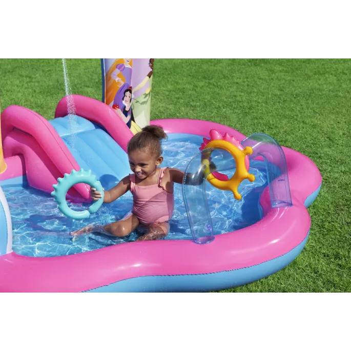 Wielokolorowy plac zabaw Disney Bestway z piłeczkami i pierścieniami