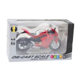 Metalowy motocykl sportowy 1:12 z realistycznymi detalami i obracającymi się kołami