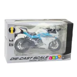 Kolekcjonerski biało-niebieski motocykl metalowy dla dzieci i dorosłych