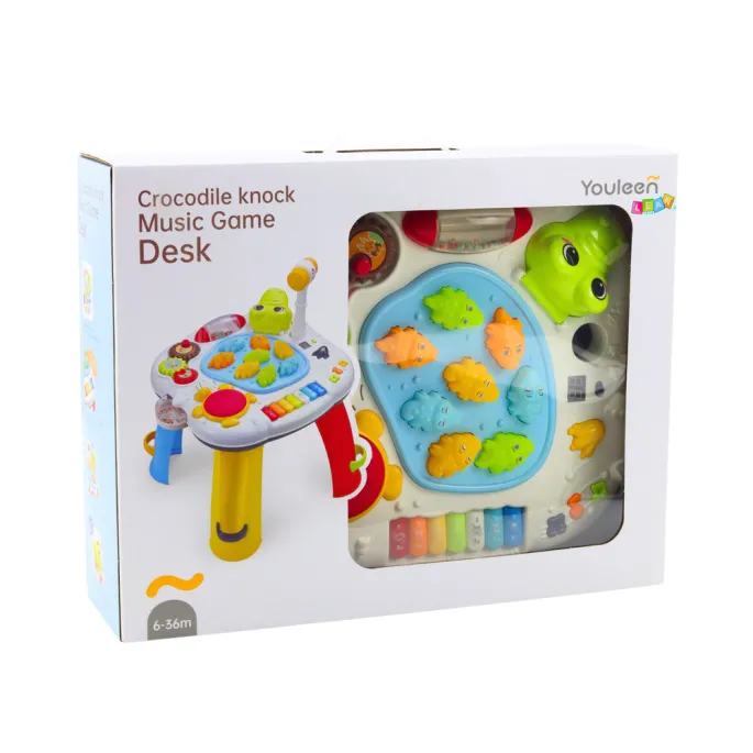 Zabawka edukacyjna dla niemowląt – stolik krokodyl wspierający rozwój