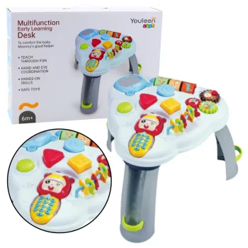 Interaktywny stolik edukacyjny trójkątny z kolorowymi przyciskami dla dzieci