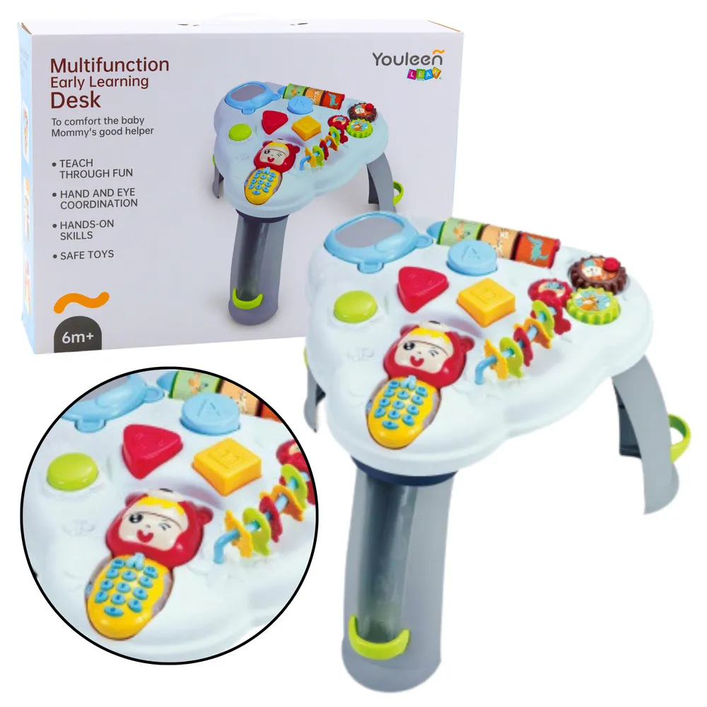 Interaktywny stolik edukacyjny trójkątny z kolorowymi przyciskami dla dzieci