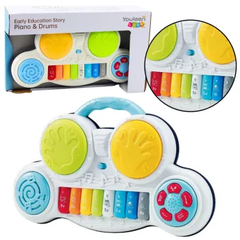 Kolorowe pianinko interaktywne z bębenkami i klawiszami dla dzieci