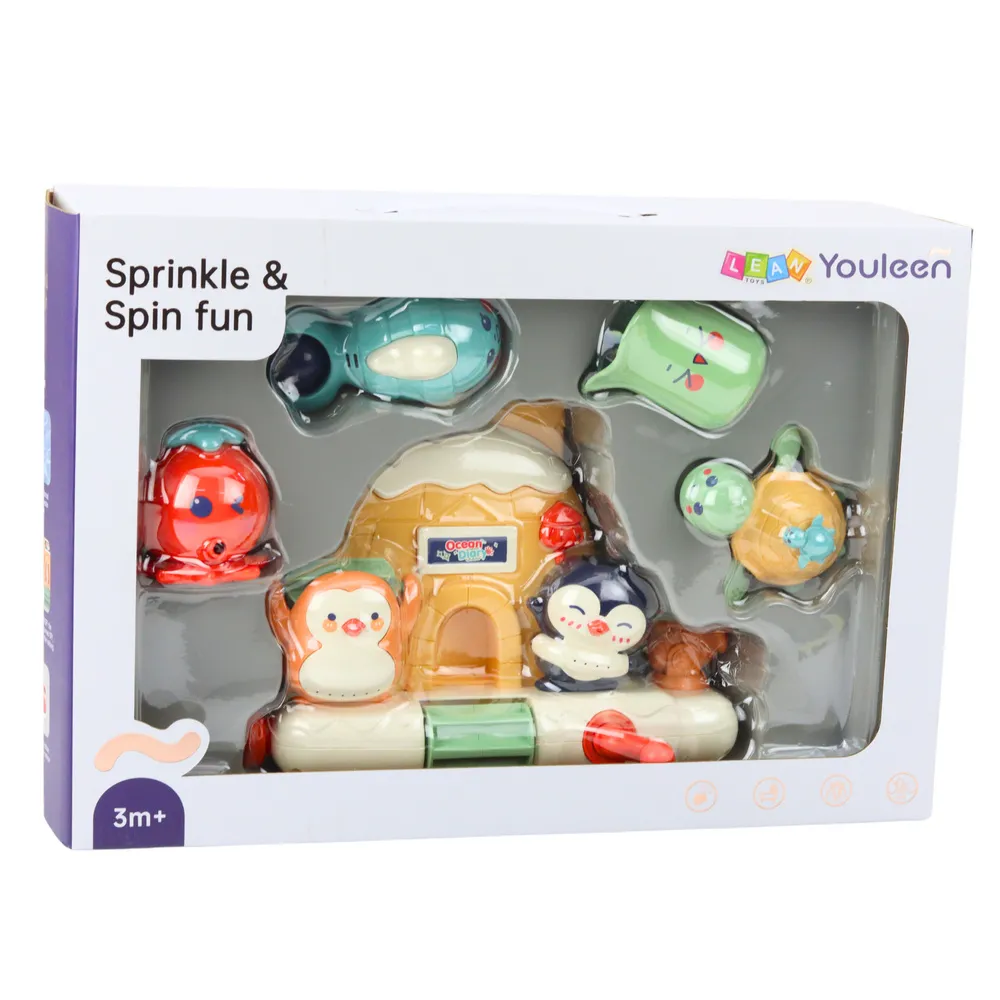 Bezpieczna zabawka do wanny z wodną fontanną i figurkami zwierząt