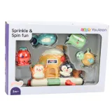 Bezpieczna zabawka do wanny z wodną fontanną i figurkami zwierząt