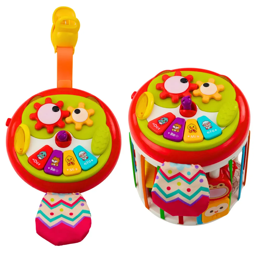 Kolorowa kostka dla niemowląt z panelami dźwiękowymi i dotykowymi