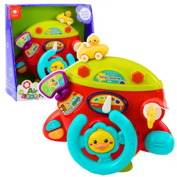 Interaktywny samolot dla dzieci z kolorowym kokpitem i przyciskami