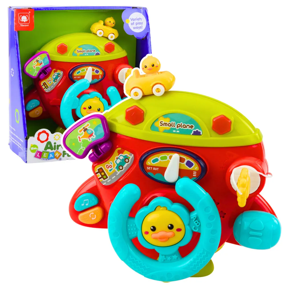 Interaktywny samolot dla dzieci z kolorowym kokpitem i przyciskami