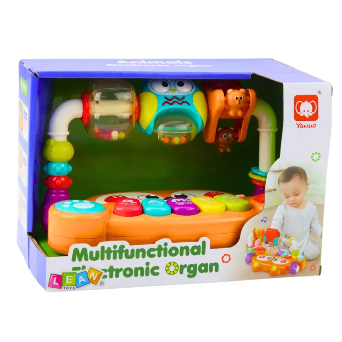 Kolorowe pianinko sensoryczne z pałąkiem z zabawkami dla niemowlaka