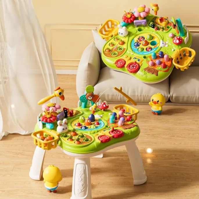 Interaktywna zabawka stolik wspierający rozwój dziecka z grą łapanie kretów
