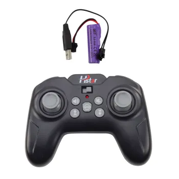 Pełen zestaw: koparka RC, pilot i akumulator z kablem USB