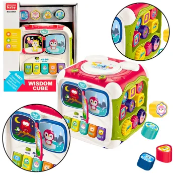 Duża kostka edukacyjna z kolorowymi klockami i pianinkiem dla dzieci