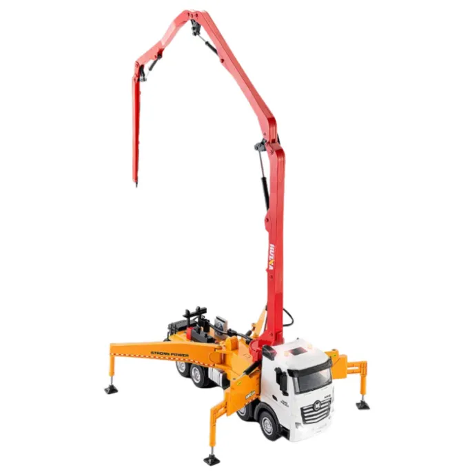 Ruchome ramię pompy betonowej ciężarówki RC Huina w akcji