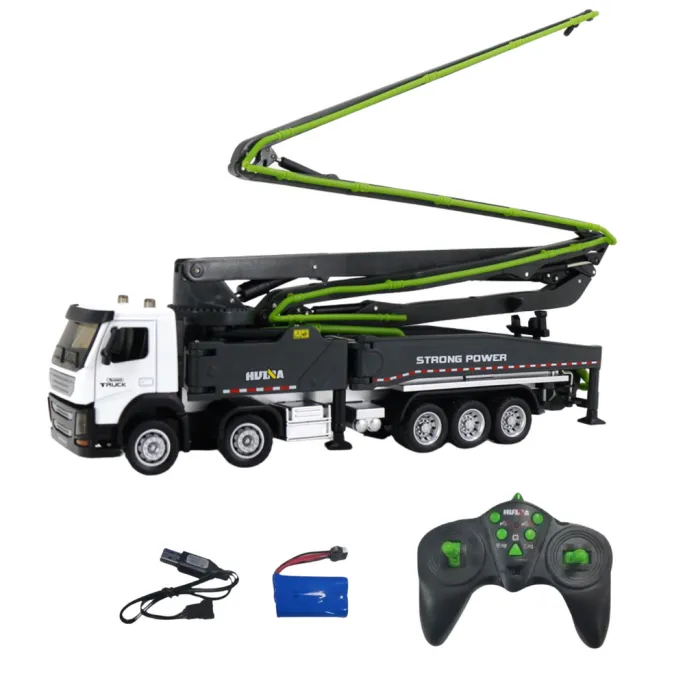 Realistyczna zabawka budowlana ciężarówka pomogruszka RC w kolorze szarym