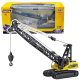 Metalowy dźwig gąsienicowy Huina w skali 1:50 na białym tle