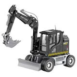 Model budowlany czarnej koparki ze spychaczem Huina dla kolekcjonerów