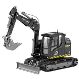 Realistyczny model koparki gąsienicowej Huina ze spychaczem, widok z boku