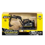 Szczegółowy model koparki budowlanej w skali 1:50, czarny kolor, gumowe gąsienice