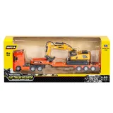 Realistyczna ciężarówka transportowa Huina z ruchomą rampą i koparką