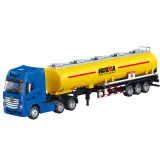 Żółta ciężarówka cysterna z ruchomą naczepą do zabawy i kolekcji