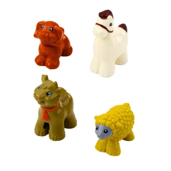 Zestaw zabawkowy z traktorem, przyczepą i figurkami zwierząt gospodarskich