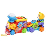 Muzyczny pociąg edukacyjny dla malucha z ruchomymi elementami i światłami