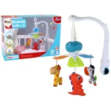 Karuzela do łóżeczka na baterie z niebieskimi pluszowymi zawieszkami