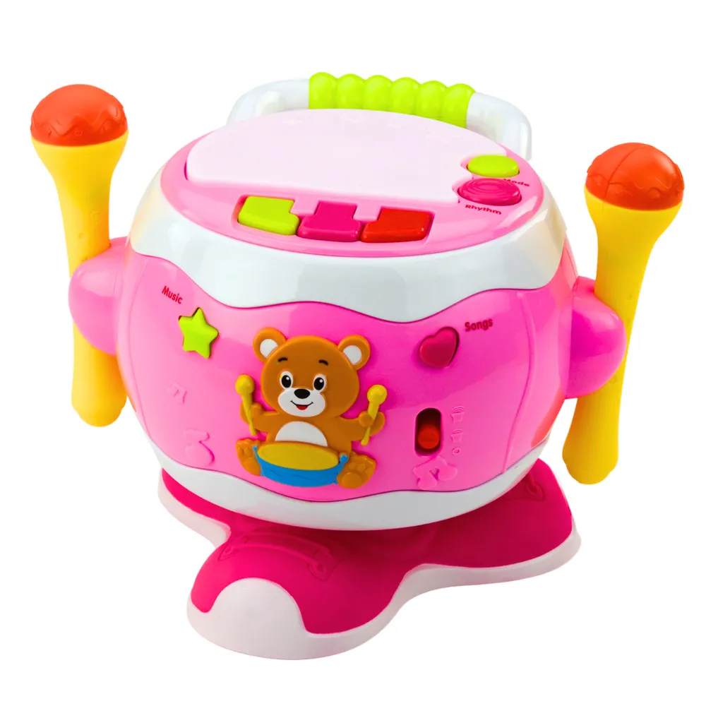 Zabawka edukacyjna dla dzieci - bębenek perkusyjny z efektami świetlnymi