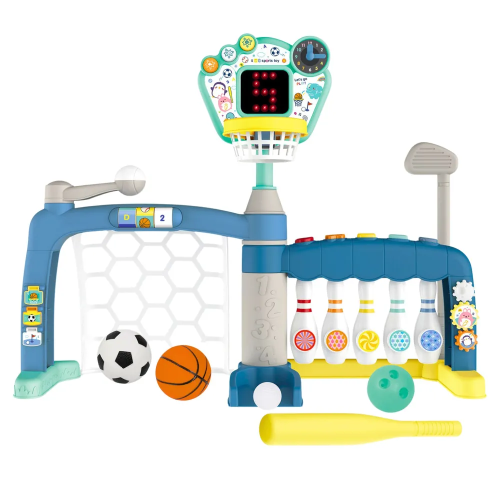Aktywny zestaw sportowy dla dzieci z bramką i regulowanym koszem