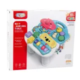 Różowy stolik sensoryczny z motywem zwierzątek i mini koszykówką dla dzieci