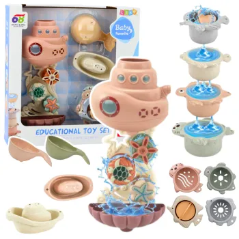 Zestaw zabawek do kąpieli z kubeczkami i łódkami, idealny dla dzieci