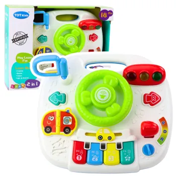 Interaktywny stolik edukacyjny 2w1 z kierownicą, dźwiękami i światłami