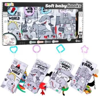 Zestaw Miękkie Książeczki Edukacyjne Sensoryczne Dla Malucha 4szt