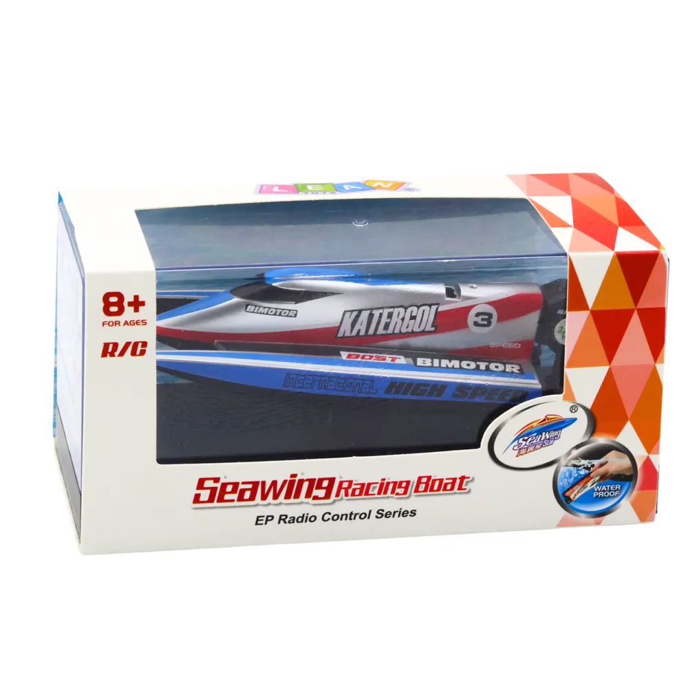 Szczegóły niebiesko-srebrnej łodzi motorowej RC z bliska