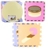 Miękka mata edukacyjna puzzle w pastelowych kolorach z motywem zwierząt