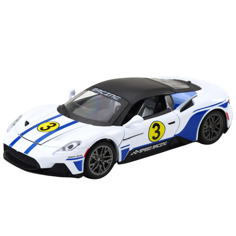 Detal przednich świateł i grilla sportowego auta zabawkowego 1:22