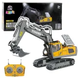 Zdalnie sterowana koparka RC żółta w skali 1:20 na gąsienicach