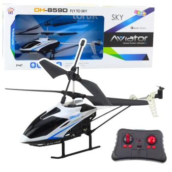 Helikopter RC Aviator 360° w locie na tle jasnego pomieszczenia