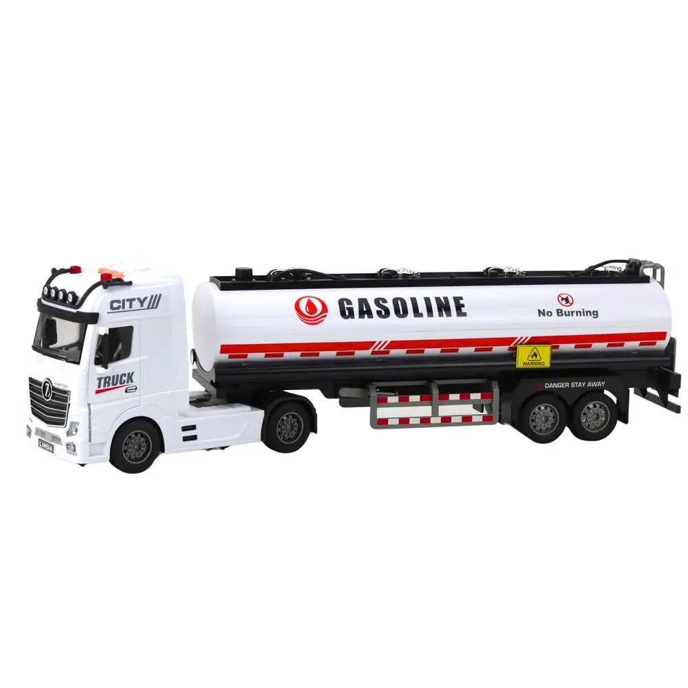 Zabawka ciężarówka cysterna z funkcją lania wody, biało-czerwona