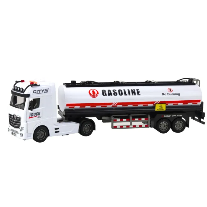 Zabawka ciężarówka cysterna z funkcją lania wody, biało-czerwona