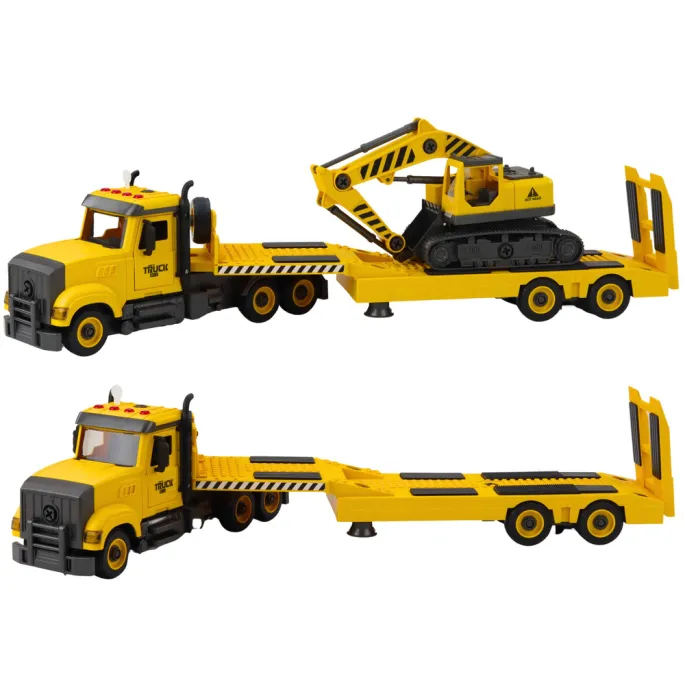Zestaw zabawkowy ciężarówka i koparka z efektami świetlnymi i dźwiękowymi