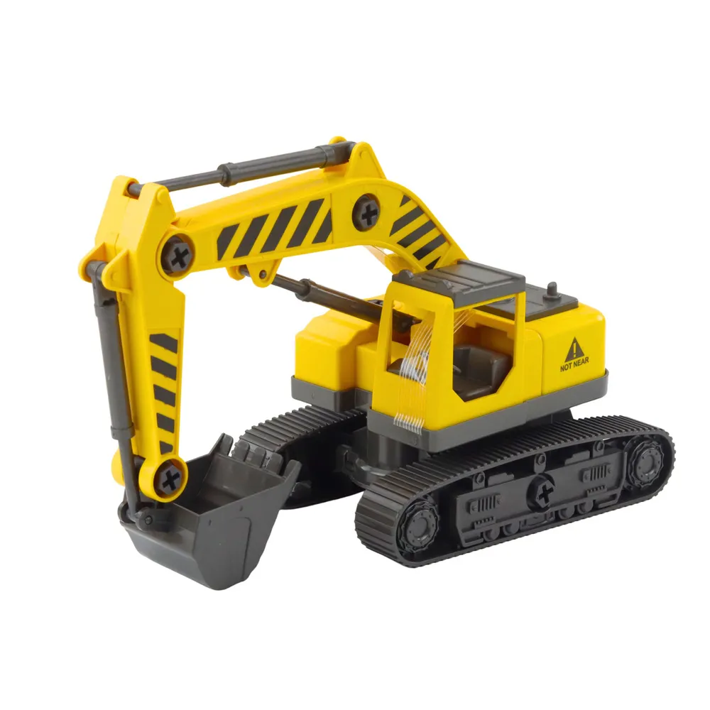 Ciężarówka laweta do składania z akcesoriami na białym tle