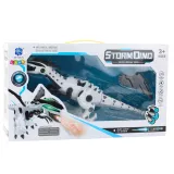 Robotyczny dinozaur na baterie z czarnymi i zielonymi detalami