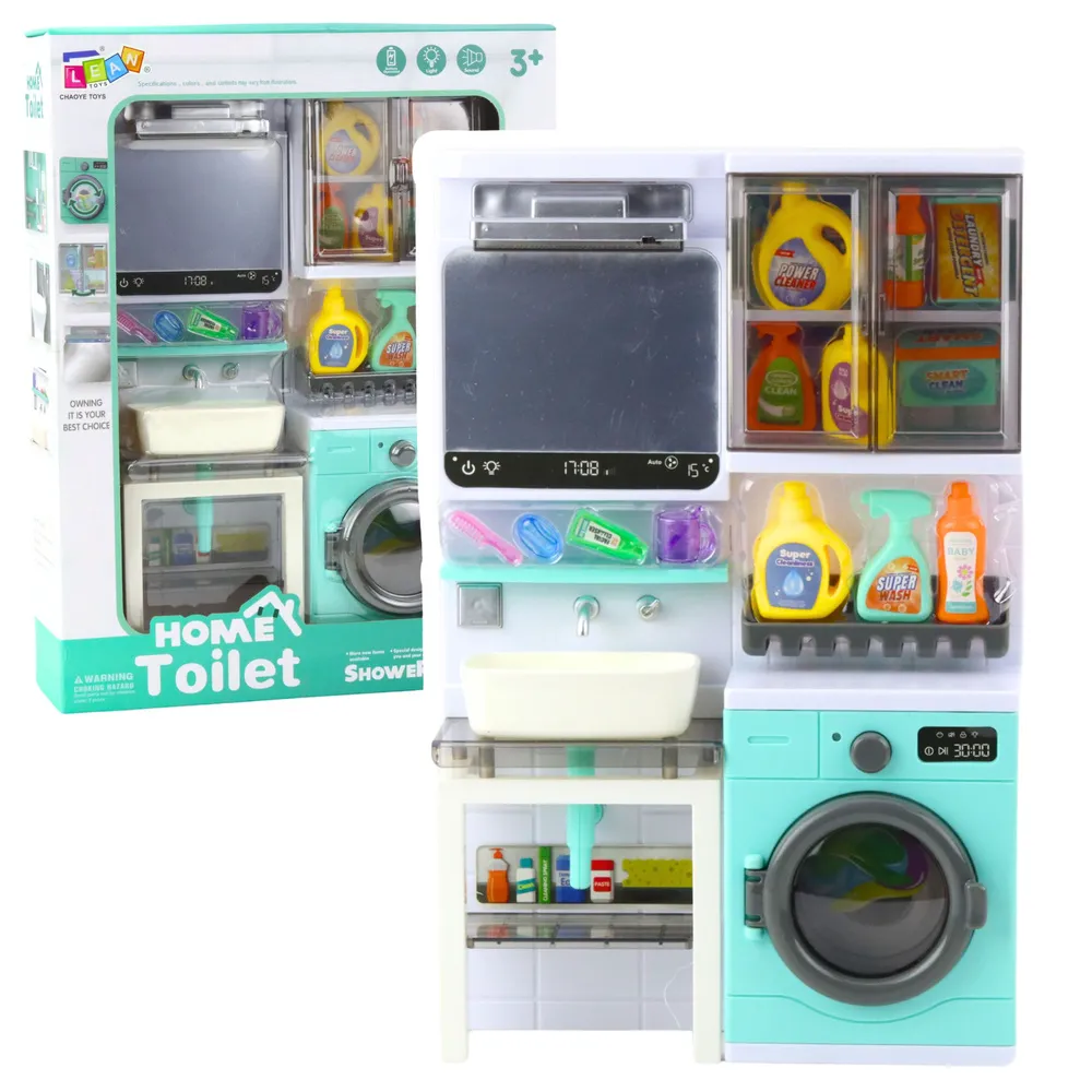Zabawkowa łazienka z umywalką i akcesoriami dla dzieci