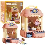 Różowa maszyna do łapania pluszaków z efektami świetlnymi i dźwiękowymi