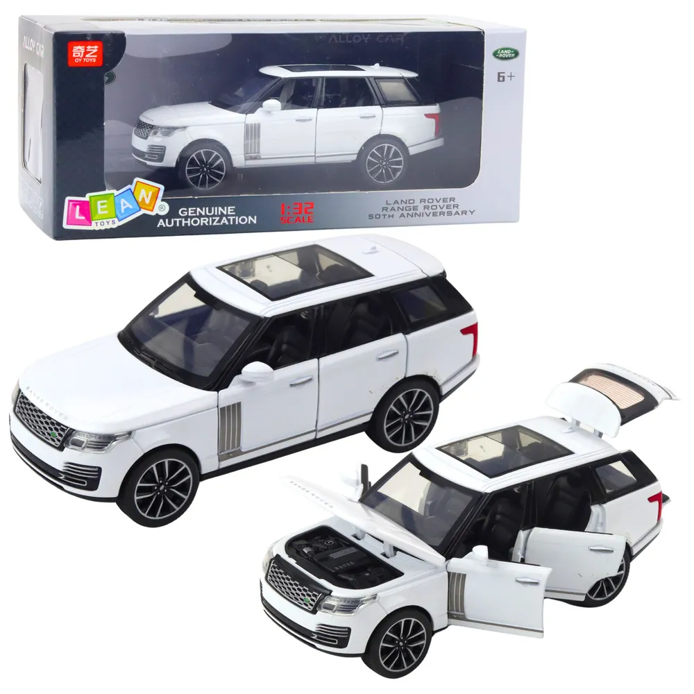 Biały metalowy Range Rover SUV model 1:32 z otwieranymi elementami