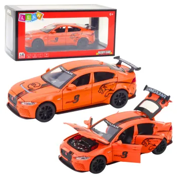 Metalowy samochód Jaguar z otwieranymi drzwiami i efektami świetlnymi